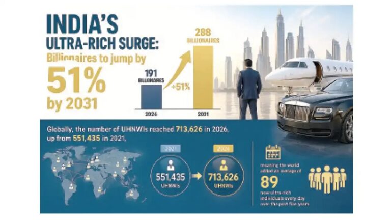 India’s Ultra-Rich Surge: Billionaires to jump by 51% by 2031 India's Ultra Rich Surge: Billionaires to jump by 51% by