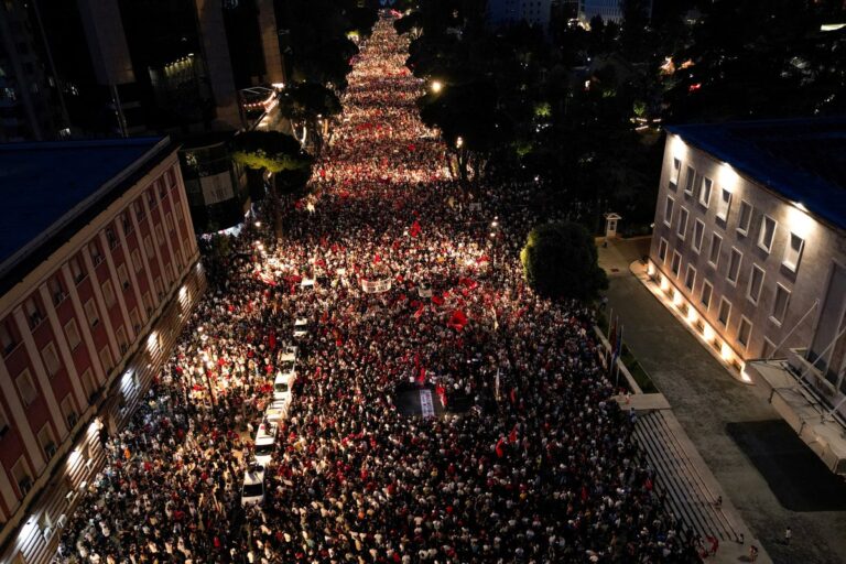 Thousands of Albanians hold largest protest yet against building of luxury Kushner resort Thousands of Albanians hold largest protest yet against building of